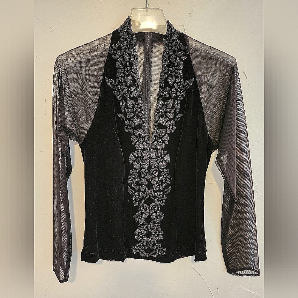 Formal Black Sheer Vneck Top